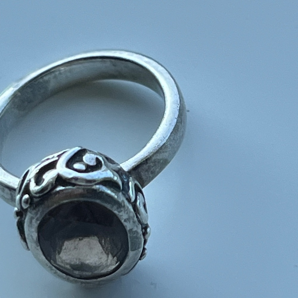 Silpada 925 Sterling Silver Scrolled Smoky Quartz  Ring size 7